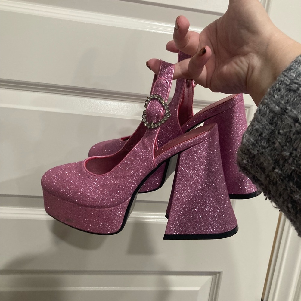 Sugar Thrillz Sparkling Pink Platform Shoes